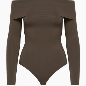 Contour Deco Bodysuit Off-Shoulder Long sleeve  -Limited Edition  —  coffee bean